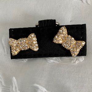 Gold Rhinestoned Kate Spade Bow Studs